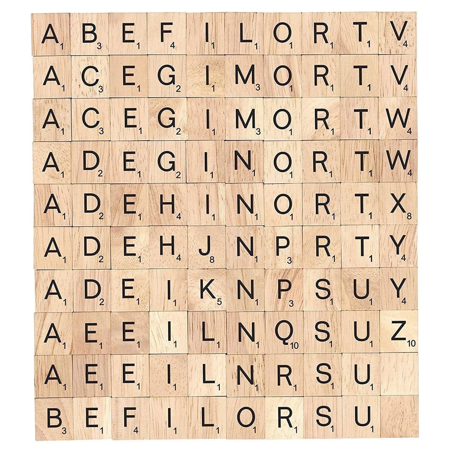DSYJ 100 Pcs Wood Scrabble Tiles Scrabble Letters 1 Complete Sets of Wood Tiles - Clever and Delights Perfect for Crafts, Letter Tiles, Spelling