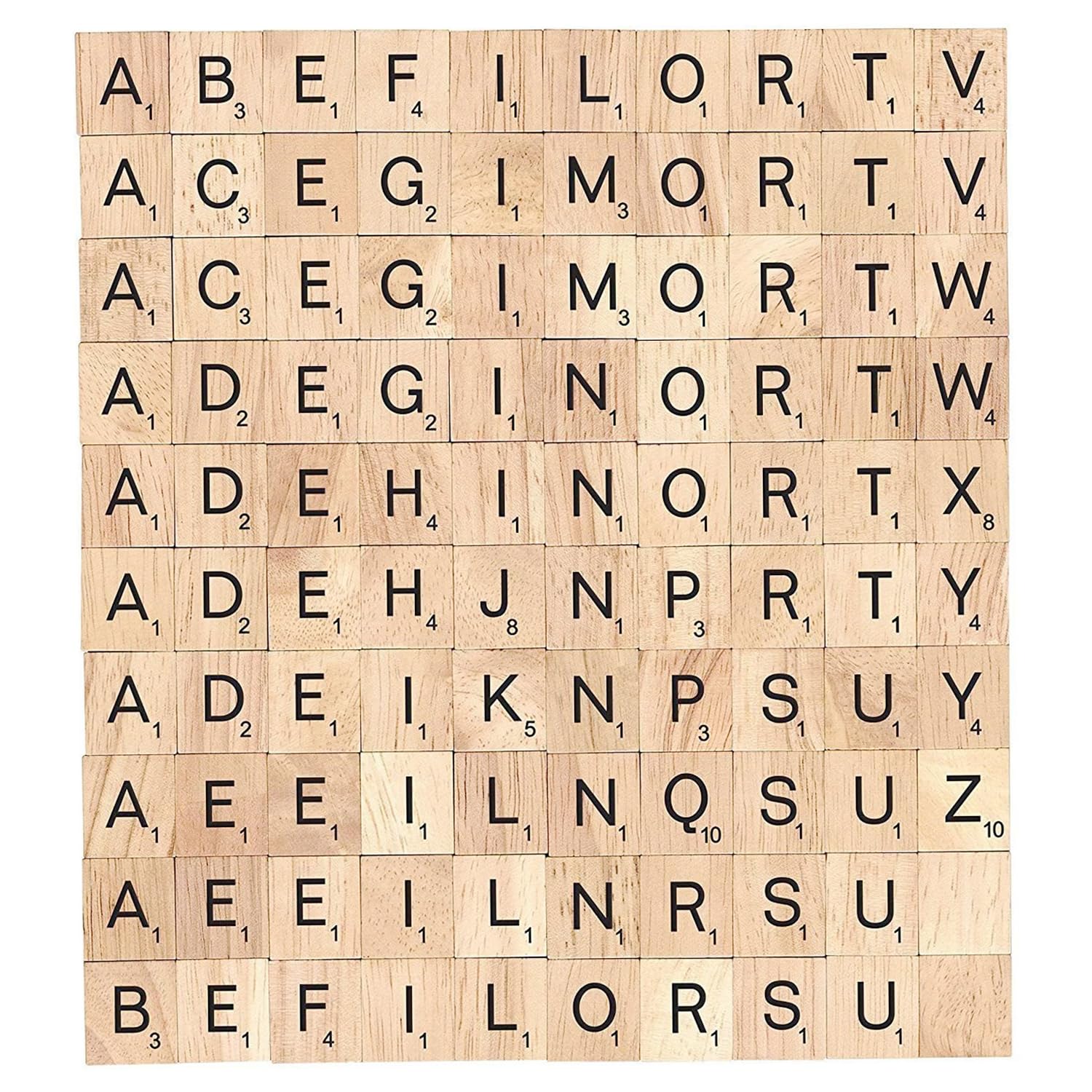 DSYJ 100 Pcs Wood Scrabble Tiles Scrabble Letters 1 Complete Sets of Wood Tiles - Clever and Delights Perfect for Crafts, Letter Tiles, Spelling