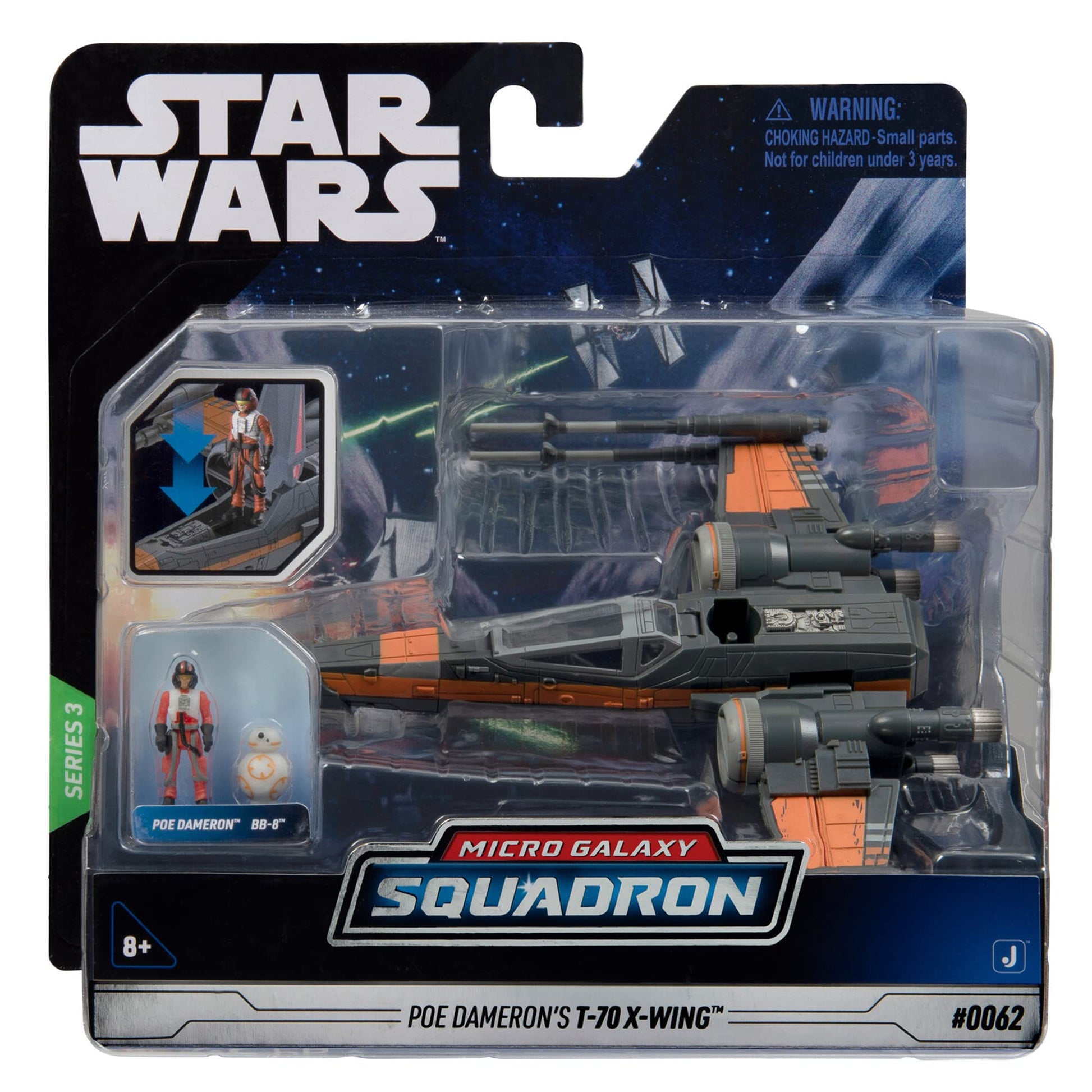 Star Wars Micro Galaxy Squadron Poe Dameron's T-70 X-Wing - 5-Inch Starfighter Class Vehicle with Two 1-Inch Micro Figure Accessories