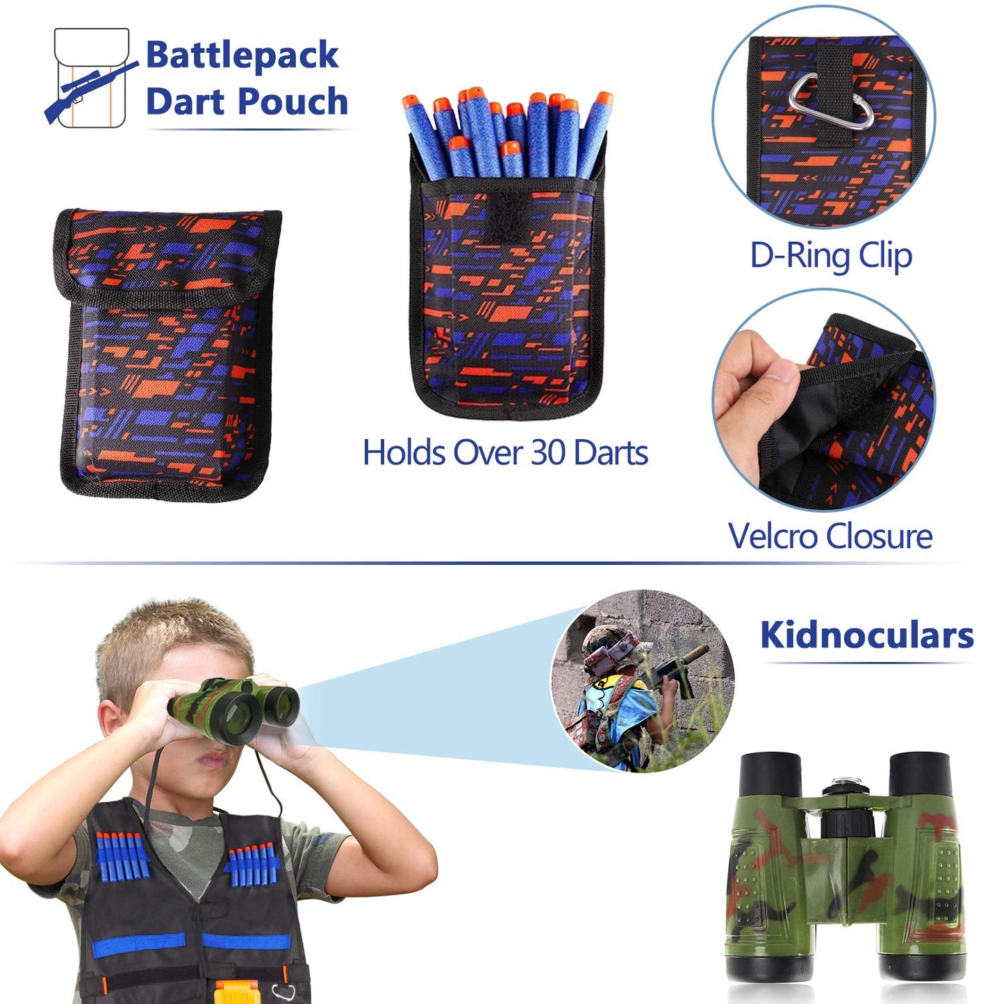 2 Pack Kids Tactical Vest Kit for Nerf Guns Game N-Strike Elite