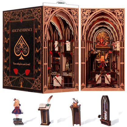 MiniCity Alice in Wonderland Book Nook Kit, Wooden Miniature House with LED