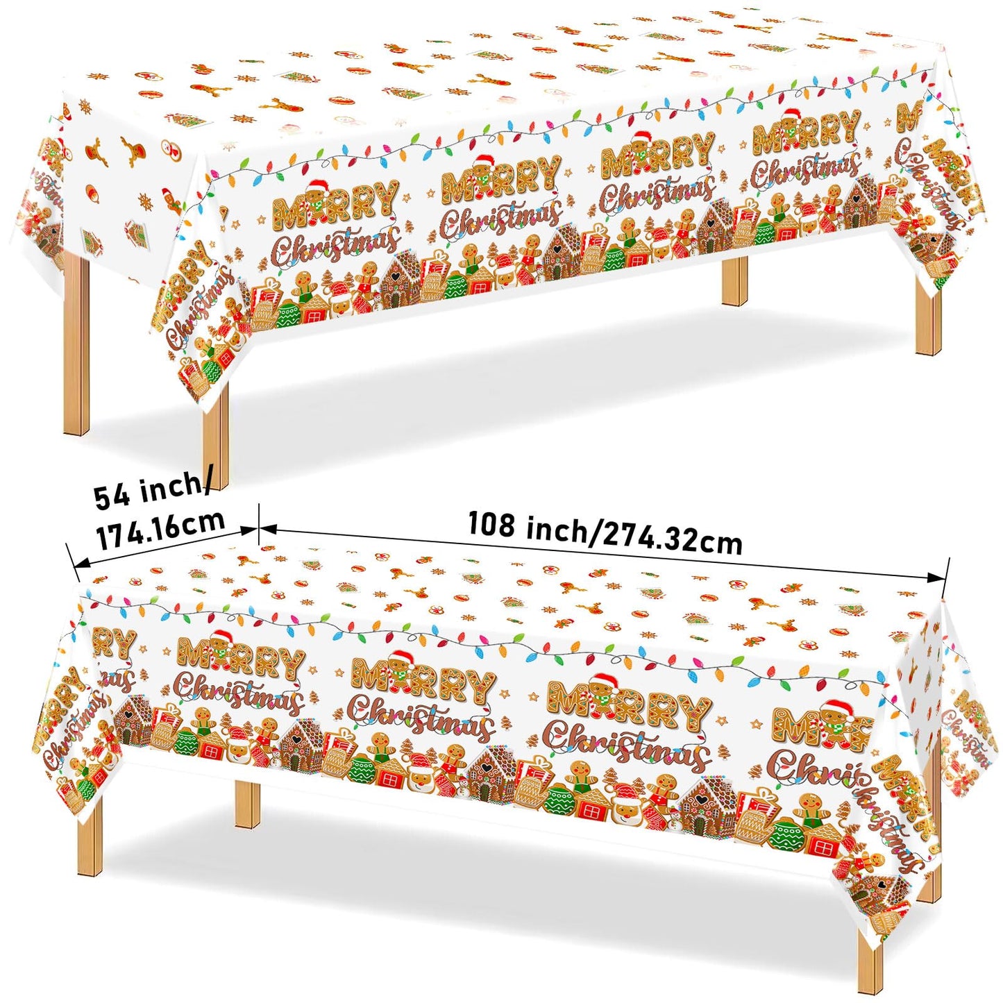 HigzYovn 3Pcs Gingerbread Christmas Decorations Gingerbread Party Supplies Tablecloth for Christmas Gingerbread Party Decorations Gingerbread House