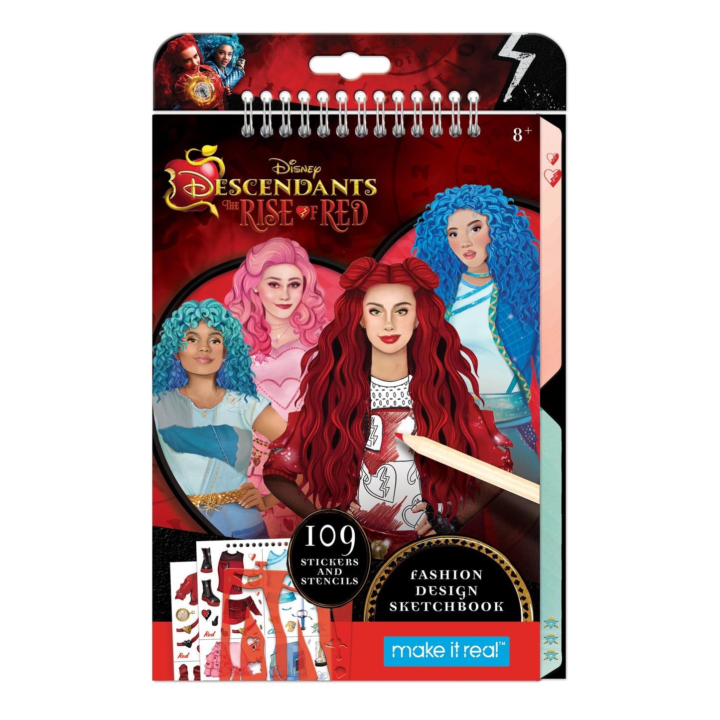 Make It Real: Descendants 4 Rise of Red Fashion Design Sketchbook - Includes 109 Stickers & Stencils, Style Models, Disney, Girls & Kids Ages 8+
