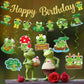 Frog Birthday Banner Gold Glitter with Garland Hanging Swirls, Frog Birthday Party Decorations for Princess Prince Baby Shower Party Decor