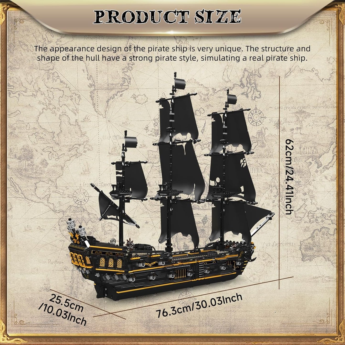 Mould King 13199 Pirates Ship Model Building Blocks Kits, MOC Large Black Pearl Sailboat Model Construction Set to Build, Gift for Age 14+/Adults