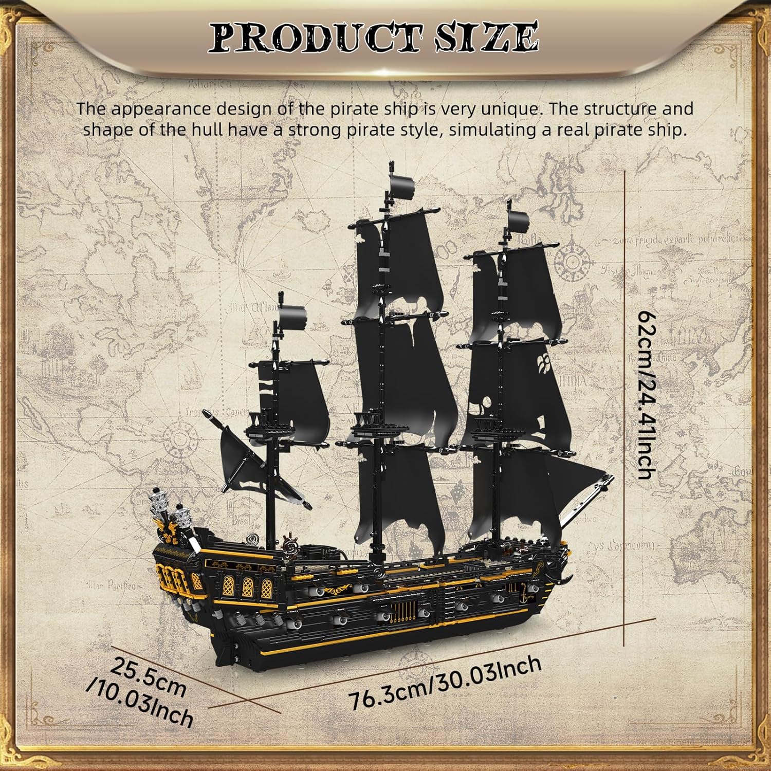 Mould King 13199 Pirates Ship Model Building Blocks Kits, MOC Large Black Pearl Sailboat Model Construction Set to Build, Gift for Age 14+/Adults