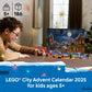 LEGO City Advent Calendar 2025 Kids Toy - Holiday Countdown Playset W/Santa & Mrs. Claus Minifigures for Boys & Girls, Ages 5+ - 24 Buildable