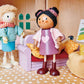 Tender Leaf Toys - Ayana and Her Cat - Wooden Miniatures Flexible Doll, Multicultural Action Figure for Dollhouse - Encourage Creative and Imaginative