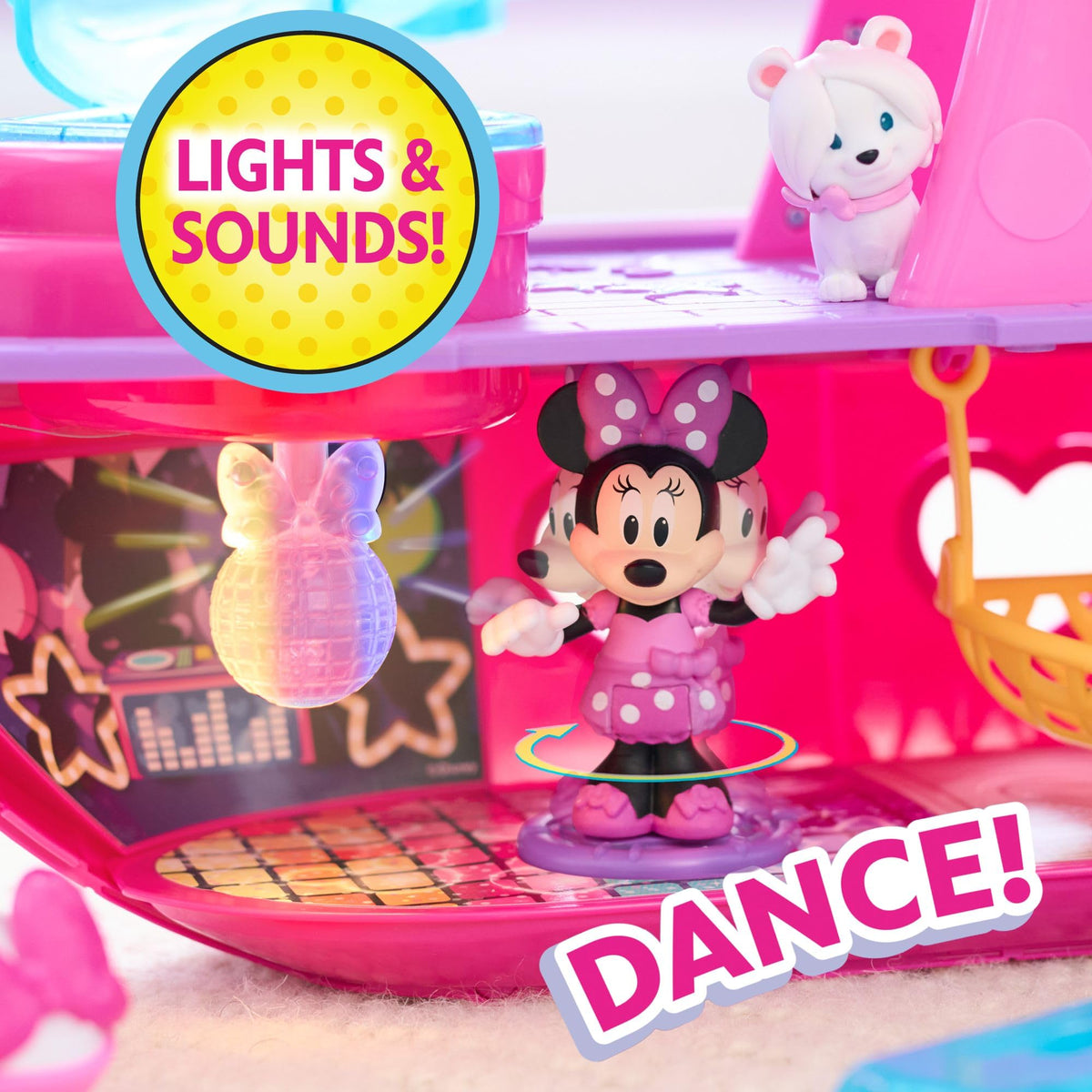 Disney Junior Minnie Mouse Bowdazzling Yacht Playset, Lights and Sounds, 14 Piece Playset with Figures, Kids Toys for Ages 3 Up by Just Play