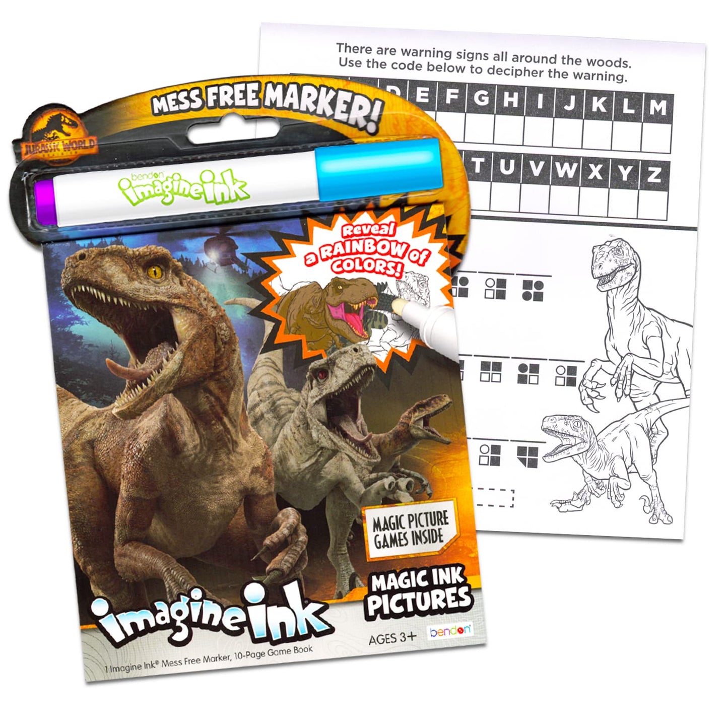 Bendon Jurassic World Coloring and Activity Books Set - Imagine Ink, 20 Pages, Stickers, Door Hanger - Gifts for Kids, Toddlers, Boys