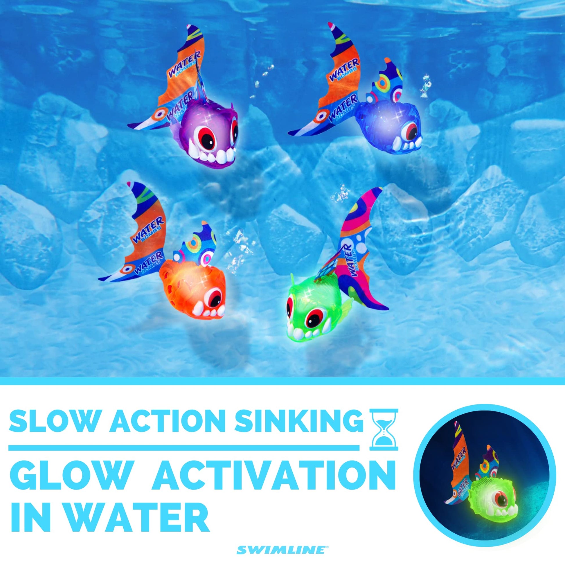 Swimline | Underwater Dive Toys for Kids | Light-Up Piranhas | 4-Pack