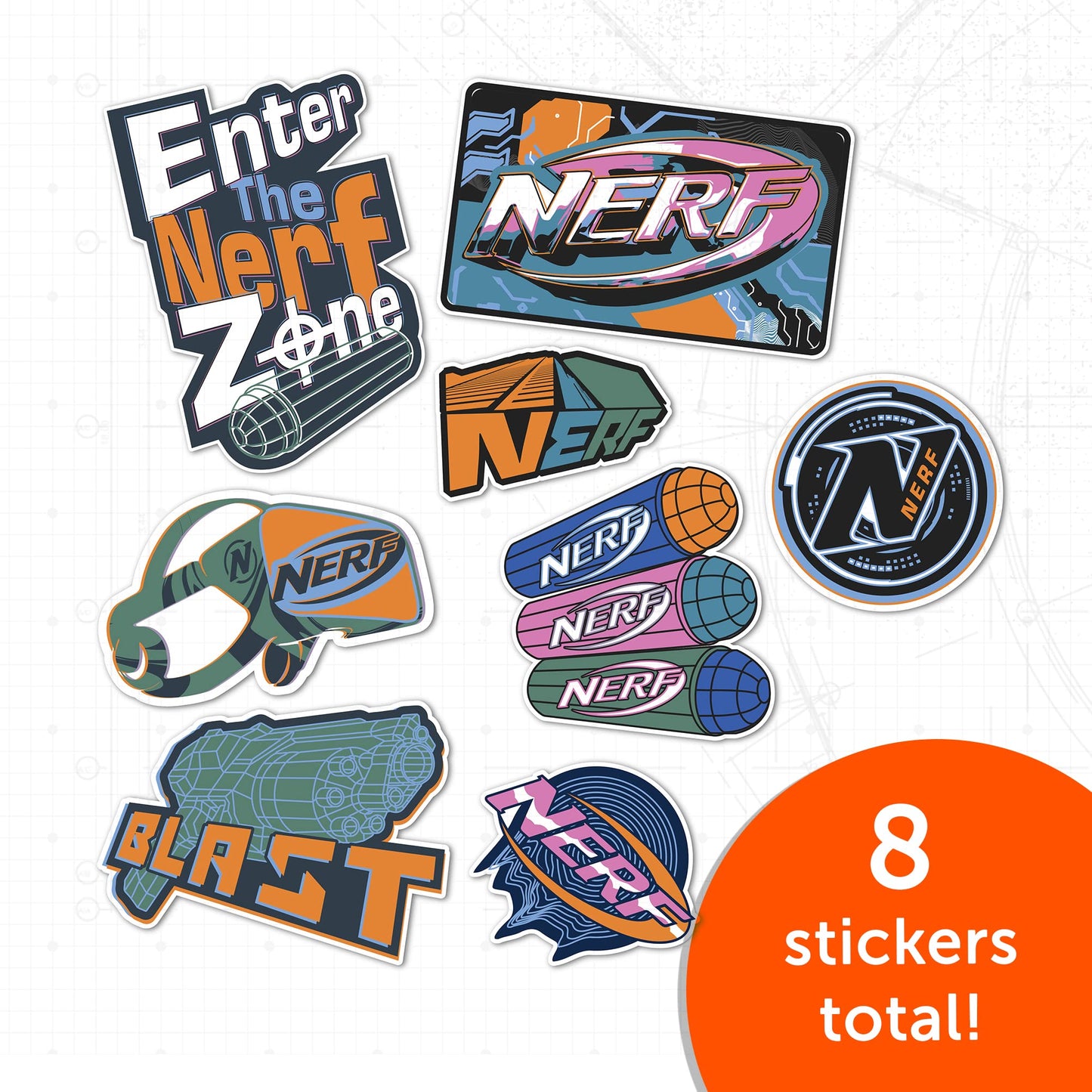 Desert Cactus Nerf Sticker - 8 Sticker Vinyl Decal Laptop Water Bottle Car Scrapbook Decorations Birthday Favor Party Supplies (2-6)