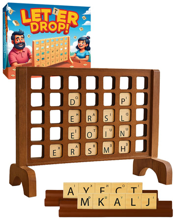 Letter Drop! 2-Player Tile Strategy Board Game, Ages 13+. Build Letter Combinations Horizontally, Vertically, or Diagonally - Includes Game Grid