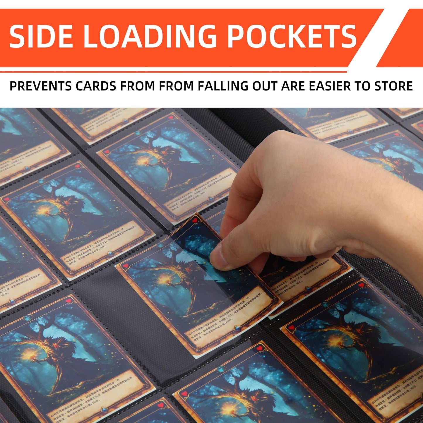 Premium Trading Card Binder for PKM TCG MTG Cards,Holds 1000+ Cards,16 -Pocket Ringless Side Loading Binder with Zipper Trading Card Album Folder for