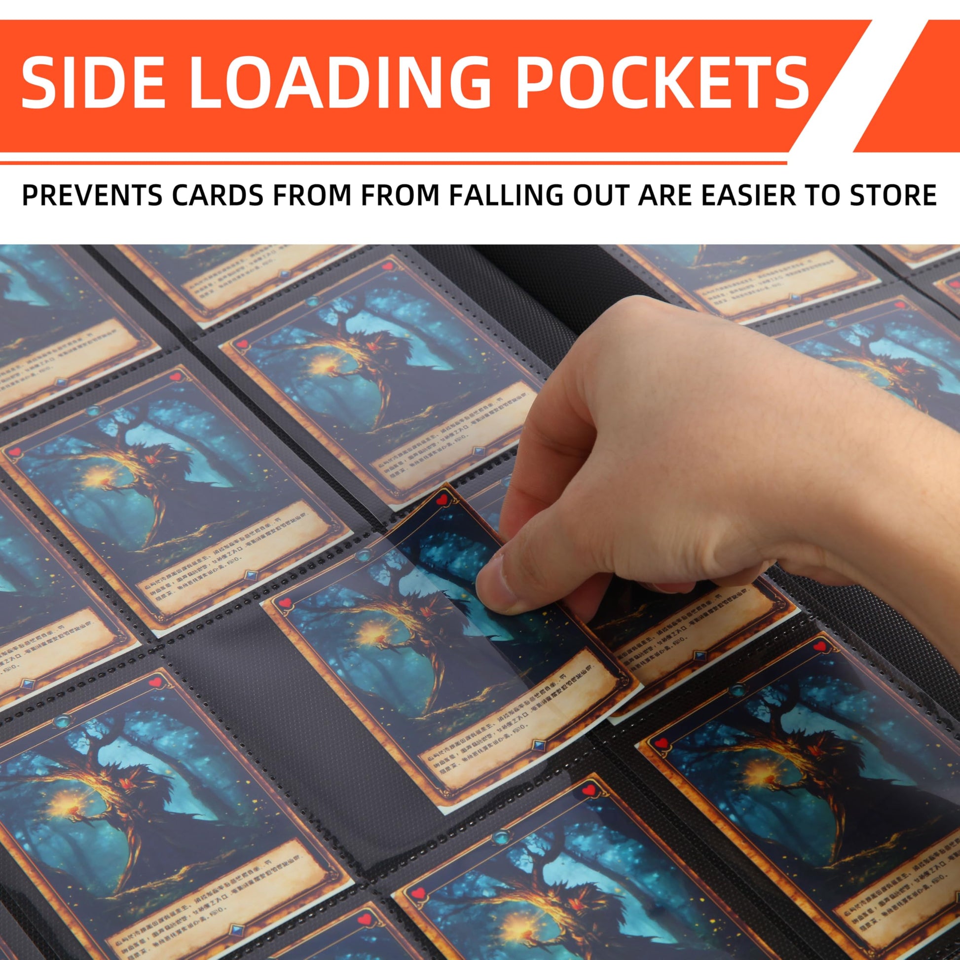 Premium Trading Card Binder for PKM TCG MTG Cards,Holds 1000+ Cards,16 -Pocket Ringless Side Loading Binder with Zipper Trading Card Album Folder for