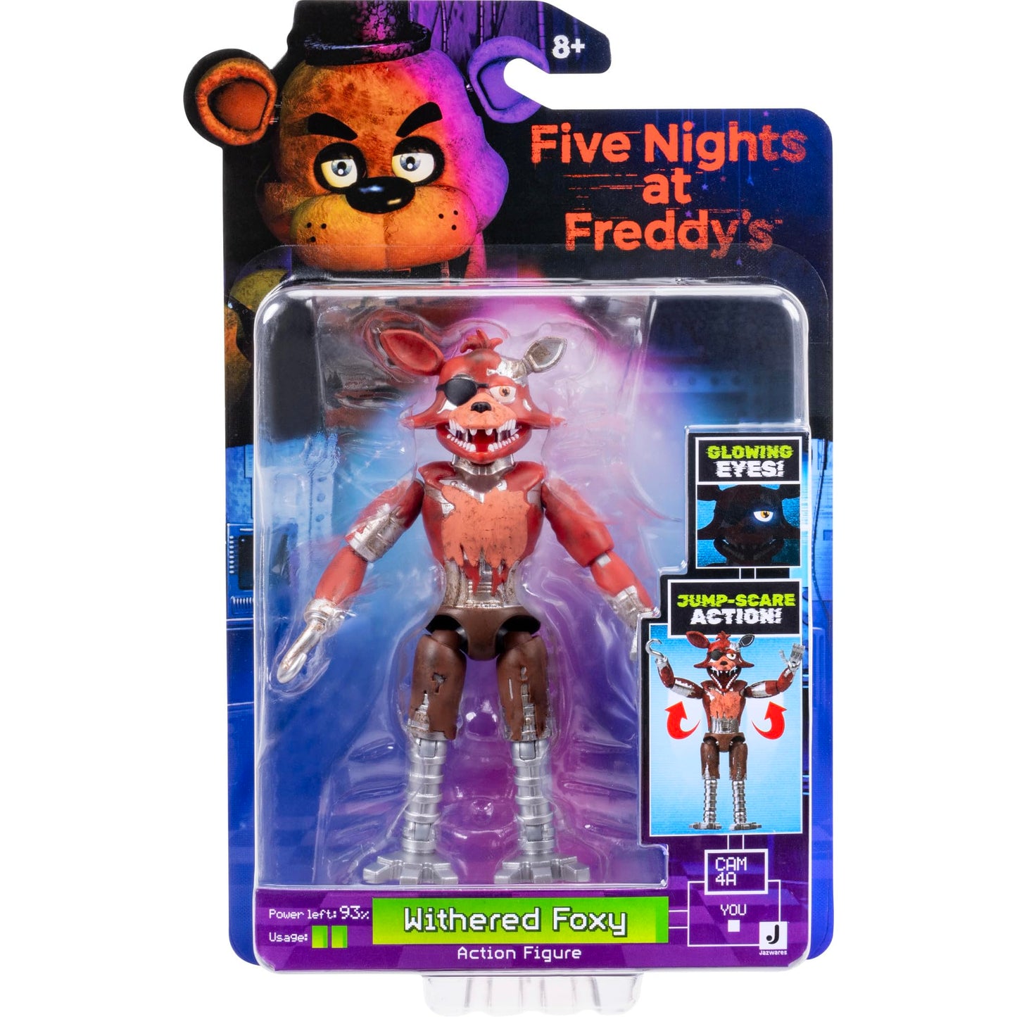 Jazwares Five Nights at Freddy’s Withered Foxy - 5-Inch Articulated Figure with Jumpscare Feature and Glow-in-The-Dark Eyes