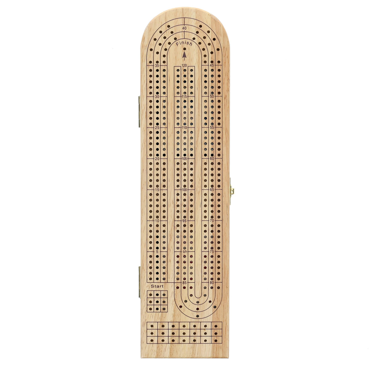 Pacific Shore Games Wooden Cribbage Board Game Set, Continuous 3 Track for 2-3 Players with Card Storage