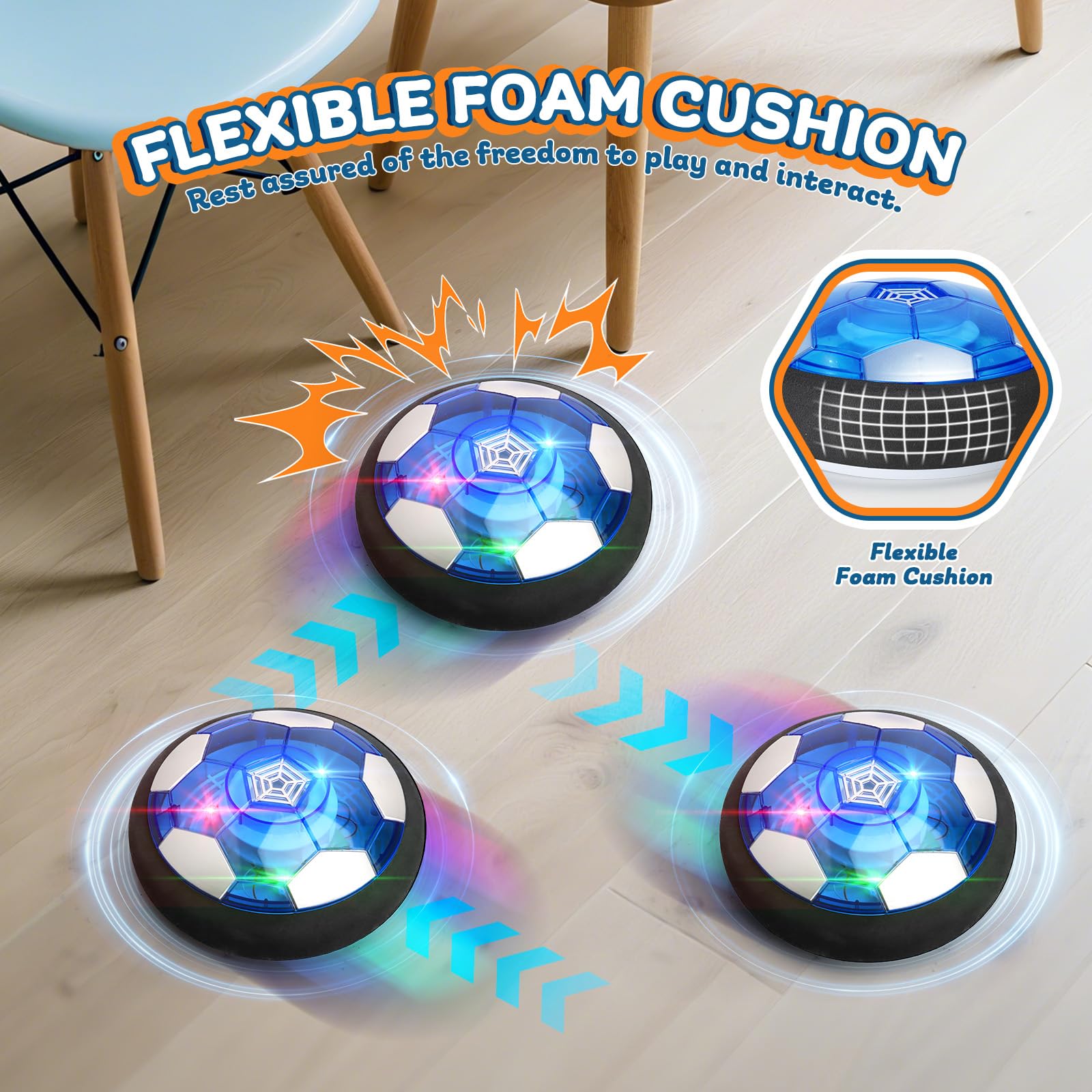 Nazano 3-in-1 Hover Soccer Ball, Kids Toddler Hockey Set with LED Lights,Indoor Outdoor Toys for Kids, Soccer Gift for Boys 6-8 8-12, Birthday,Kids