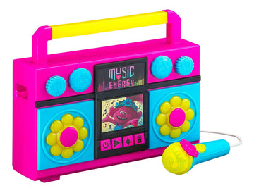 ekids Trolls World Tour Sing Along Boom Box Speaker with Microphone for Fans of Trolls Toys for Girls, Kids Karaoke Machine with Built in Music and