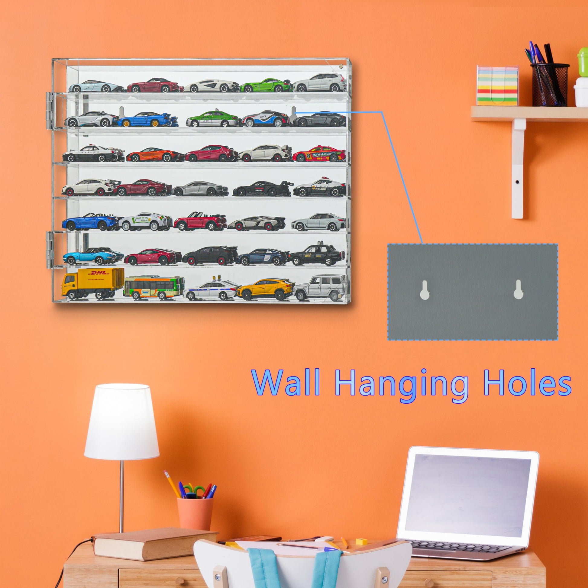 YYDS Model Car Display Case for Toy Cars, Matchbox Cars,1/64 Scale Diecast Display Case,Wall Mount,Mirrored Back,Hot 1/64 Scale Diecast Case for 35