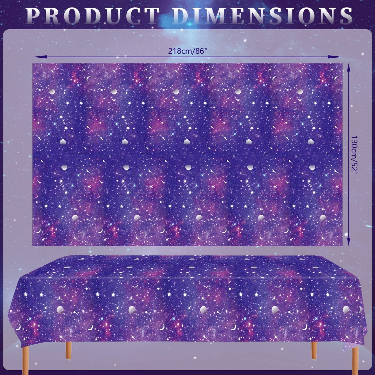 Ywediim 4 Pack Space Galaxy Party Tablecovers, Printed Plastic Stars Tablecloths,Space Stars Theme Party Decorations for Birthday Home Party Favors 86