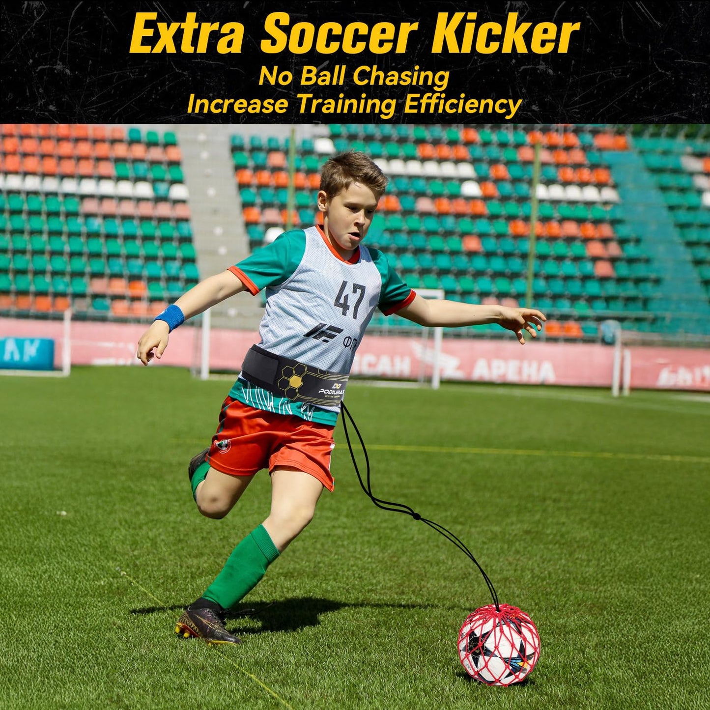 PodiuMax Soccer Training Mat with Kickback Trainer for Kids