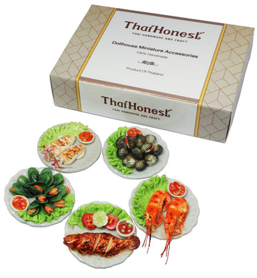 ThaiHonest Mixed 5 Assorted Seafood Dollhouse Miniature Food,Tiny Food