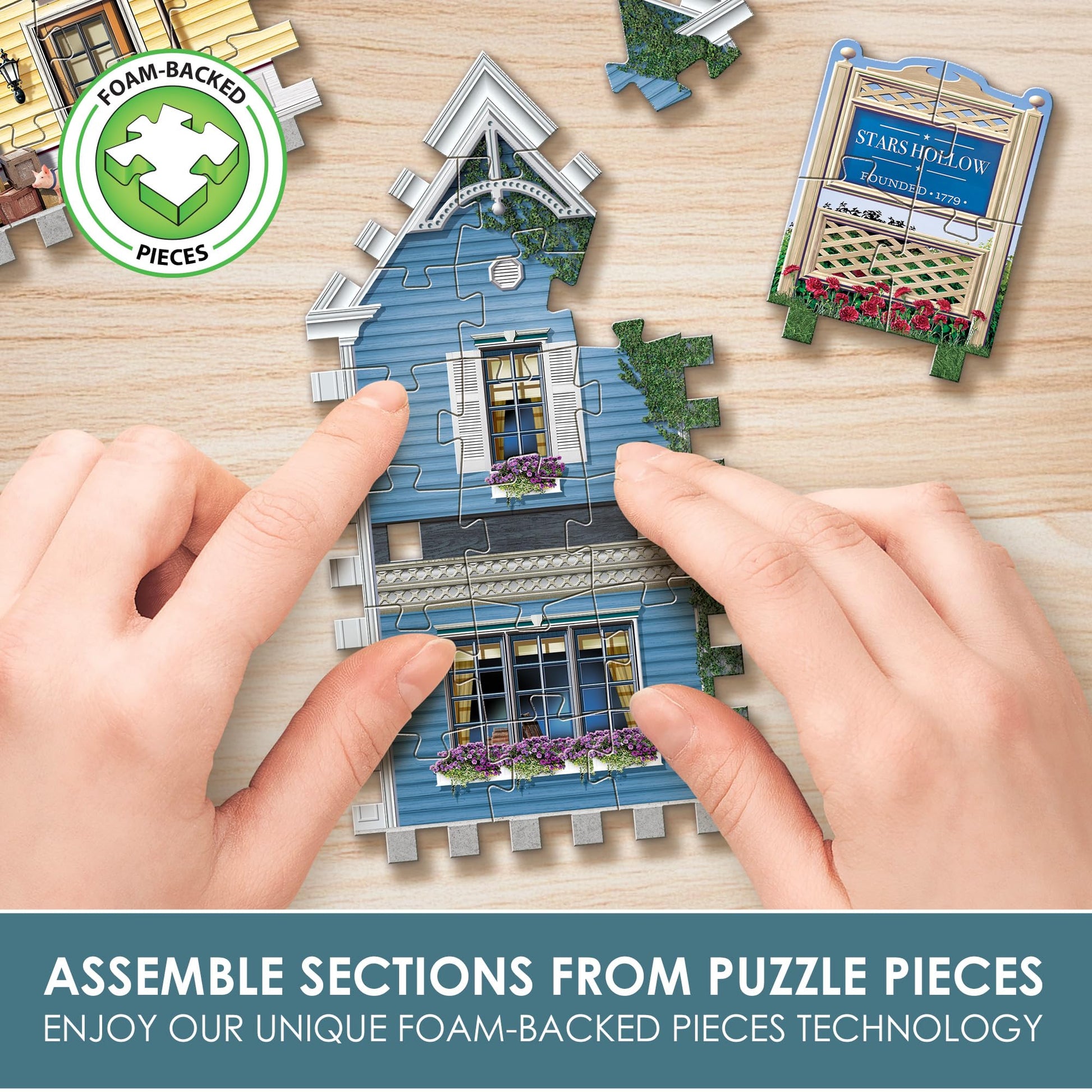 Wrebbit3D Gilmore Girls 3D Puzzle Model of Stars Hollow | 435 Real Jigsaw Puzzle Pieces | Build the Iconic Cafe from the Hit TV Series