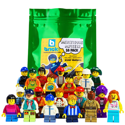Brick Loot Minifigures Pack of 10, Random Minifigure Pack, Set of Authentic Minifigs, Unique Brick Characters with Accessories, Compatible Toy