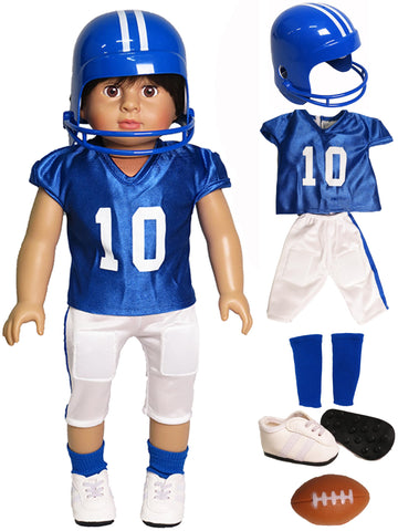Blue Football Uniform 6pc for 18-Inch Dolls | Premium Quality & Trendy Design | Dolls Clothes