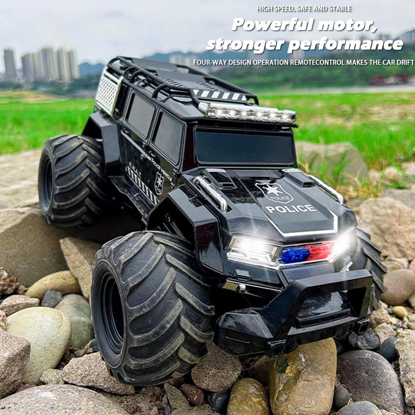 Amphibious Remote Control Car Waterproof Monster RC Cars 4WD All Terrain Off-Road Stunt Vehicle Toys with 2.4 GHz LED Lights for 6 7 8 9 10 11 12+