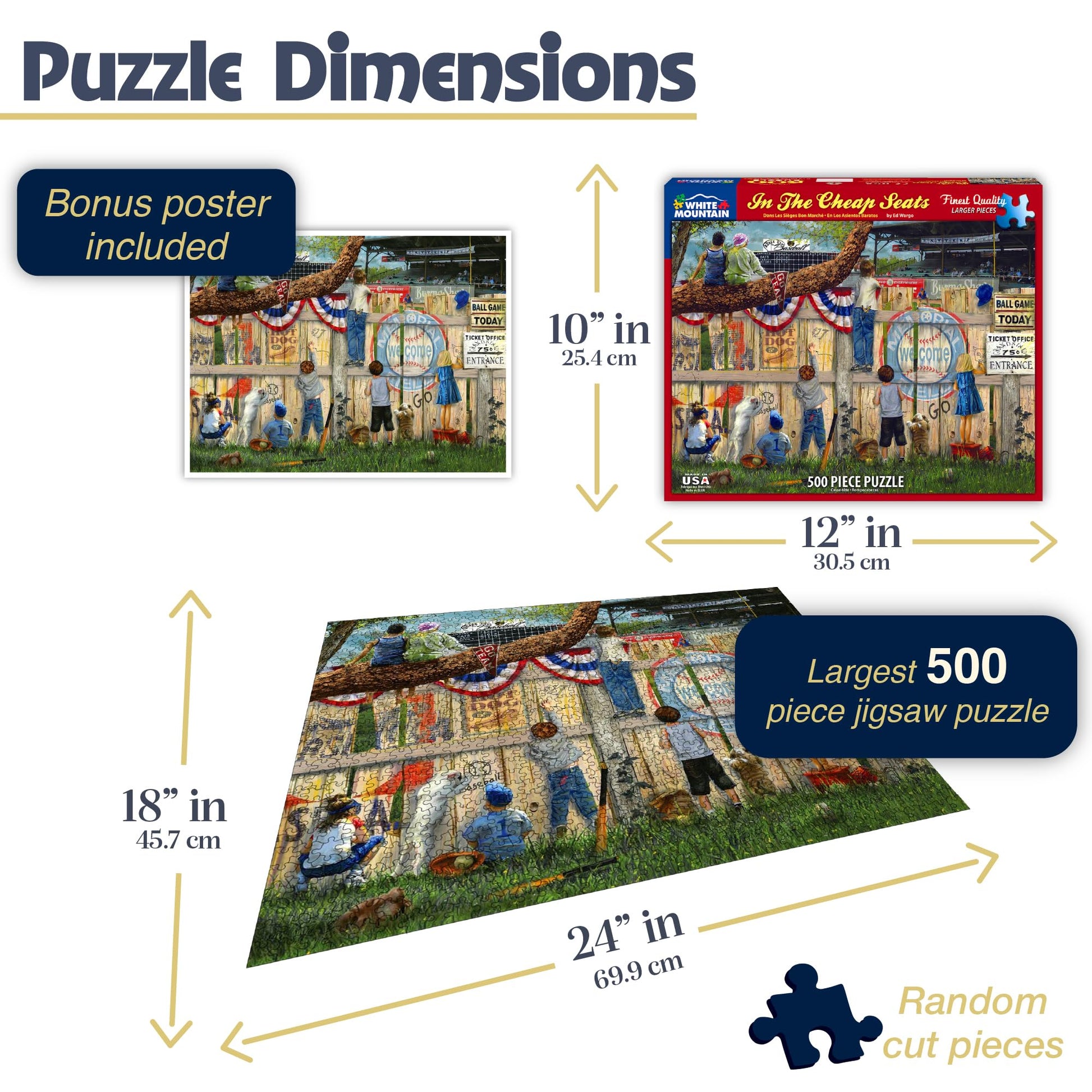 White Mountain in The Cheap Seats Jigsaw Puzzles for Adults 500 Pieces Baseball Puzzle