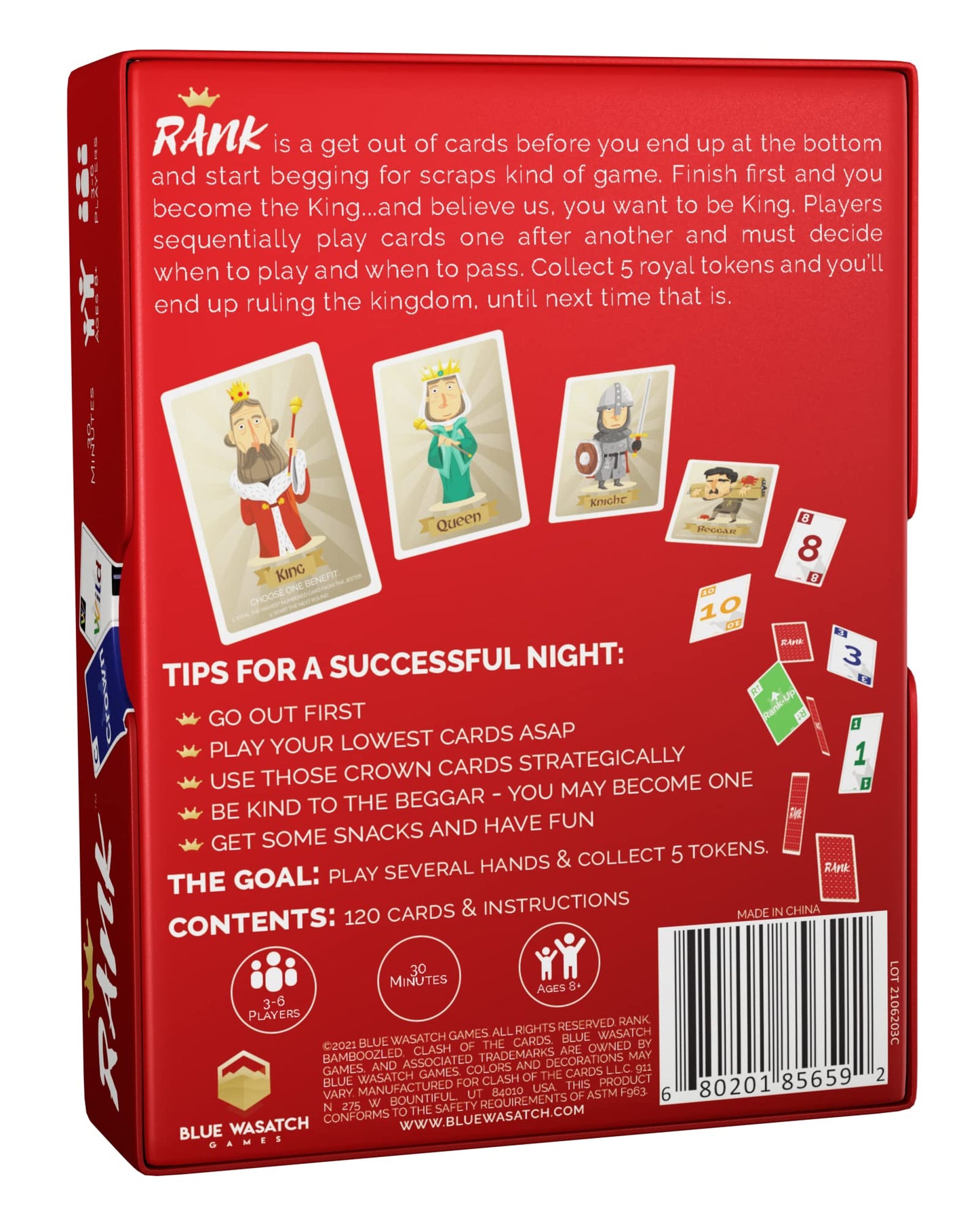 Blue Wasatch Games Rank - A Royally Fun Card Game for Friends and Family Where Someone Can Rise from Beggar and Rule as King