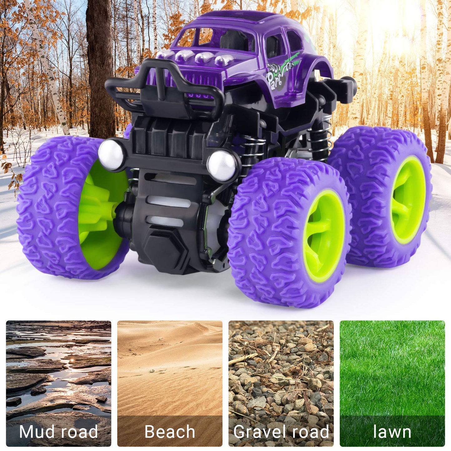 Lonandy 4 Pack Monster Truck Toys for Boys, Push Car Toy Trucks for Toddlers 2-4 Years, Best Christmas Children's Day Gift Birthday Party Favors
