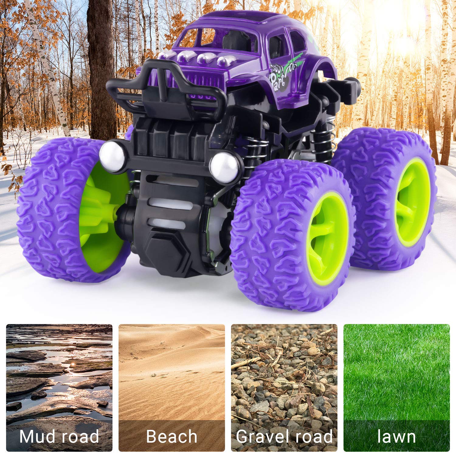 Lonandy 4 Pack Monster Truck Toys for Boys, Push Car Toy Trucks for Toddlers 2-4 Years, Best Christmas Children's Day Gift Birthday Party Favors