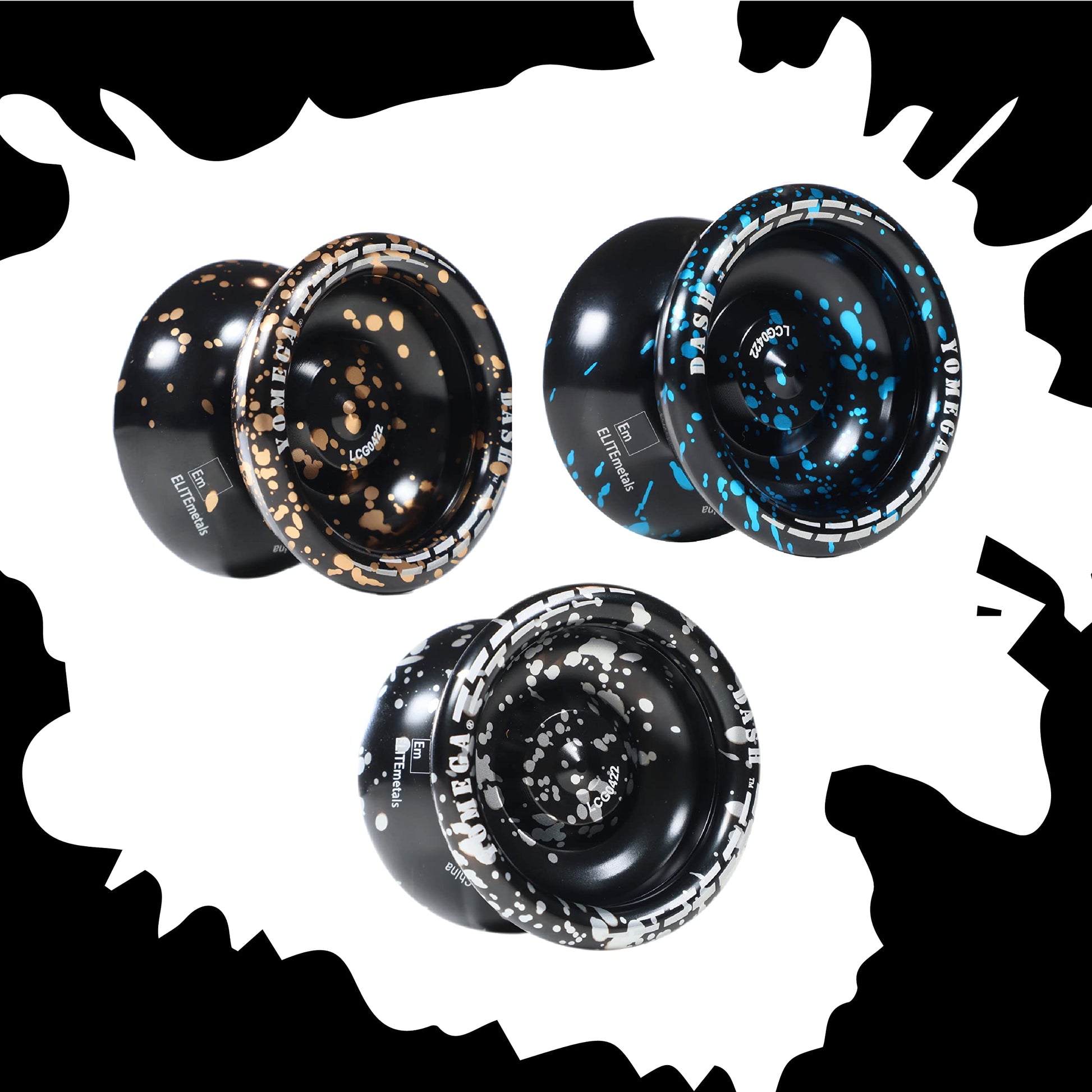 Yomega Dash Yoyo - Pro Aluminum Metal Unresponsive Yoyo with C Size Ball Bearing for Advanced yo yo Tricks + Extra 5 Strings + Glove + Bag + Die & 3