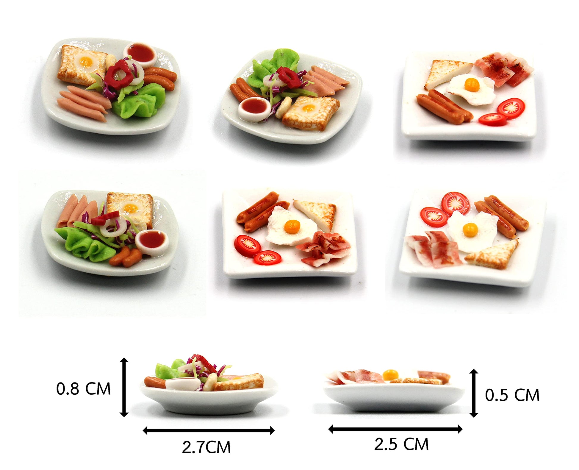 Mixed 10 Assorted Breakfast Set - Miniature Food, Tiny Food for Decoration Dollhouse, Doll House, Diorama (Scale 1:24, 1/24)