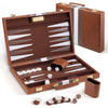 Backgammon Sets for Adults - 15 inch Classic Board Games with Premium Leather Case - Travel Backgammon Strategy Game Set for 2 Players - Portable