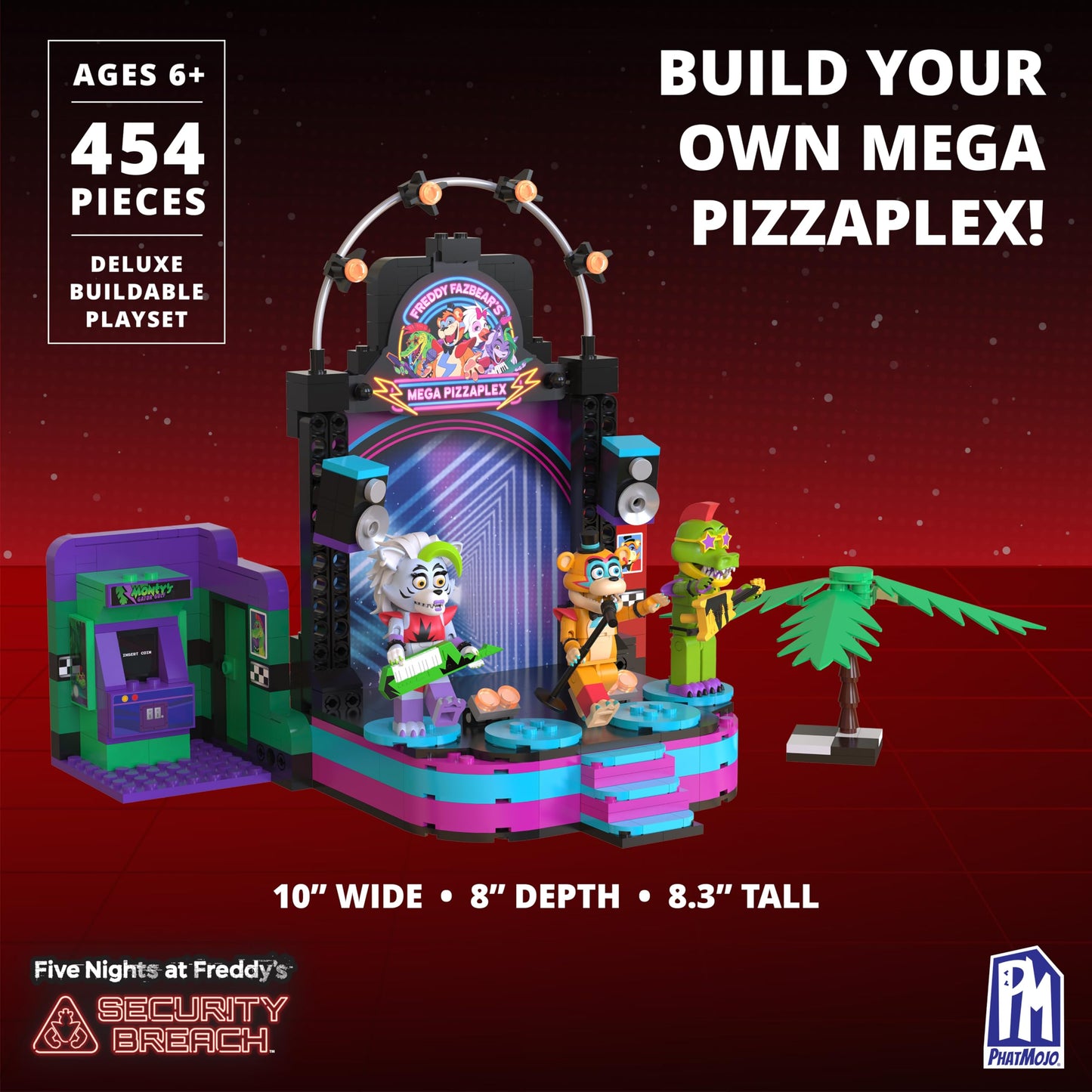 Five Nights AT Freddy’S - Phat$tacks Mega Pizzaplex Deluxe Buildable Playset (454 Pieces, Series 1)