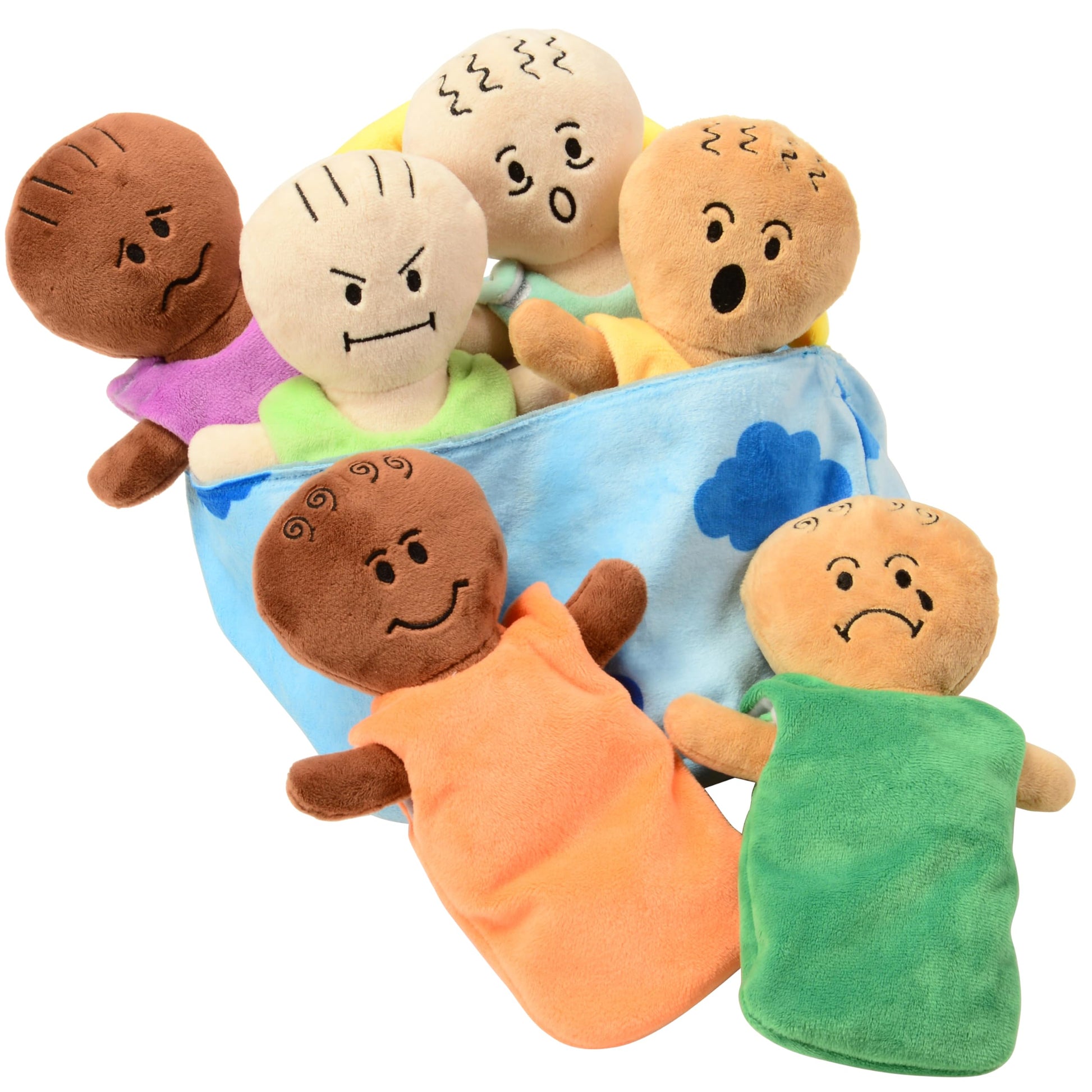 Constructive Playthings 6-Piece Expression Plush Baby Dolls Set for Social Emotional Learning, Plush Multicultural Sensory Cloth Babies Toy Set