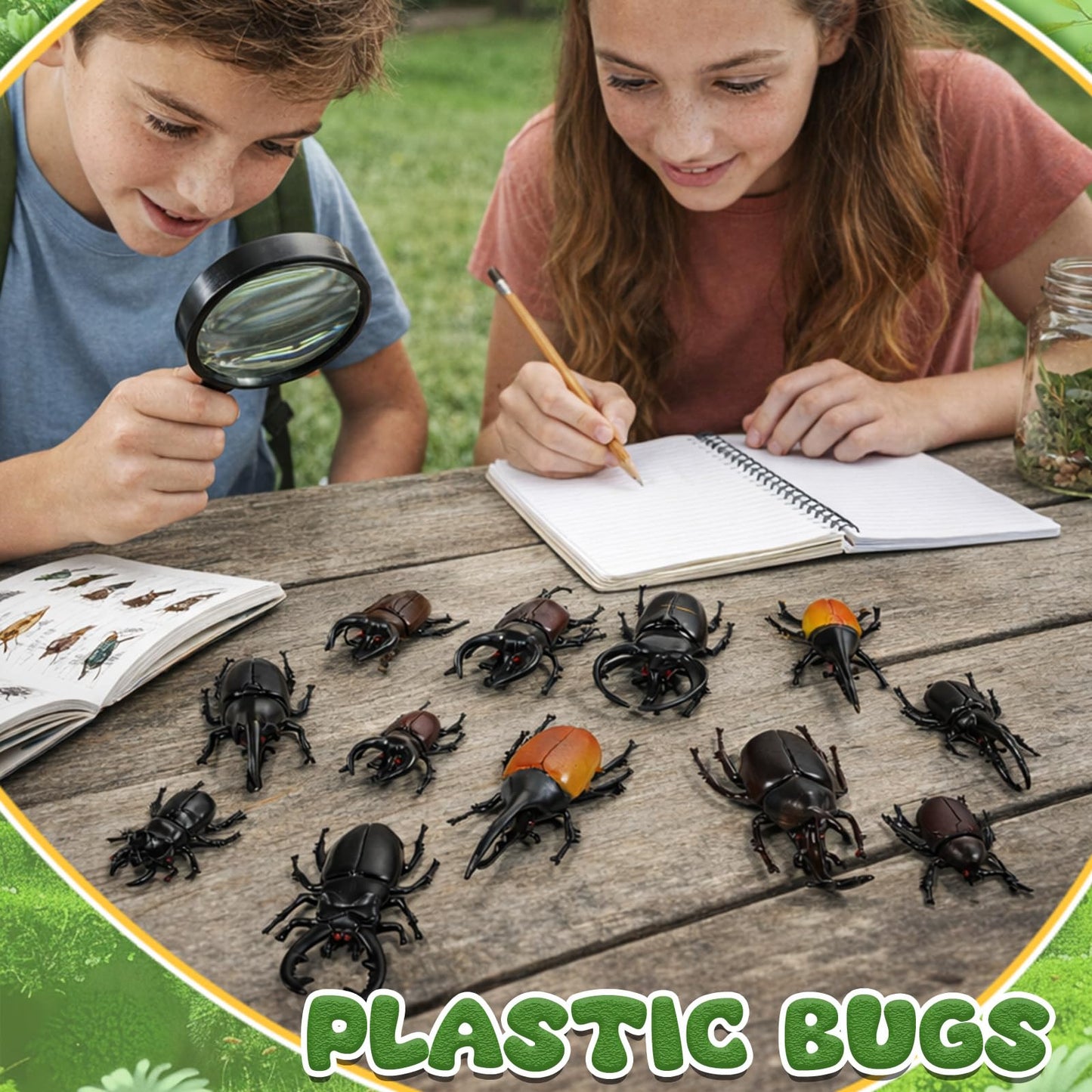 Bbiamsleep 10 Pcs Beetle Figurine Plastic Beetles Models Plastic Bugs Garden Animal Cake Topper