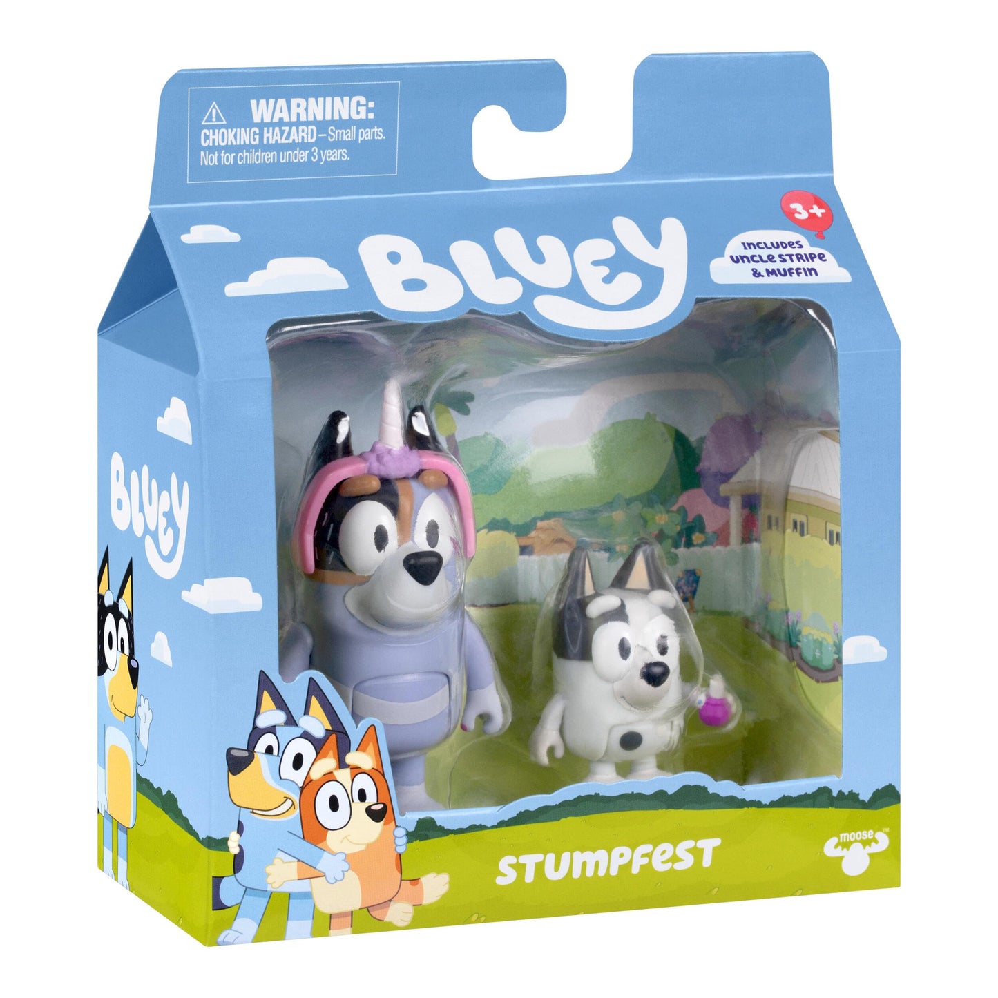 Bluey Stumpfest Figure 2-Pack, Stripe and Muffin, 2.5-Inch