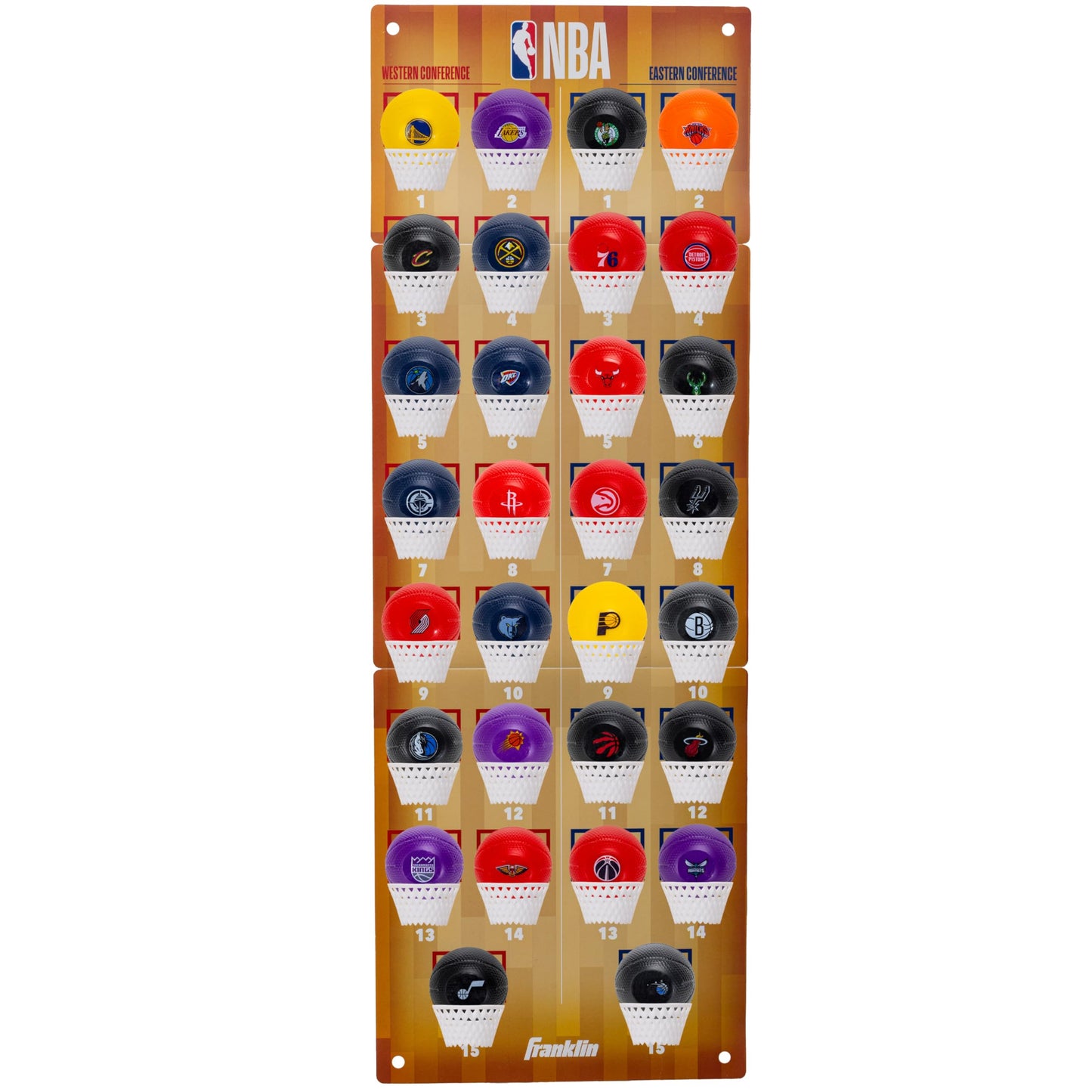 Franklin Sports NBA Standings Tracker - League Standings Board with Official NBA Team Mini Basketballs - Fun Fan Shop Décor for Bedrooms, Offices +