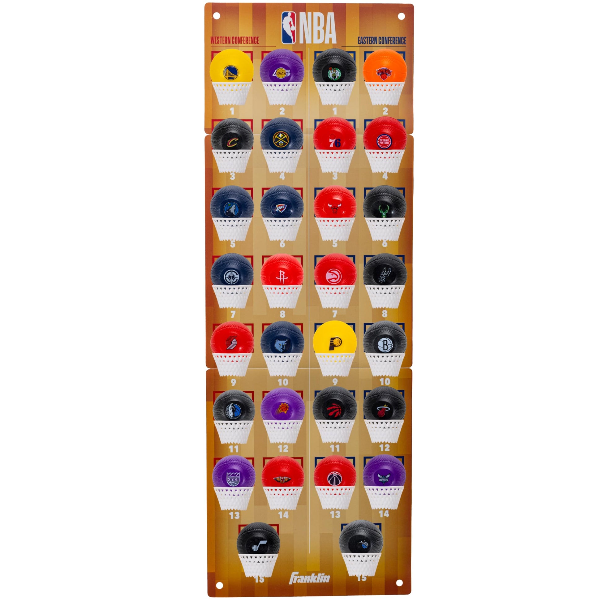 Franklin Sports NBA Standings Tracker - League Standings Board with Official NBA Team Mini Basketballs - Fun Fan Shop Décor for Bedrooms, Offices +