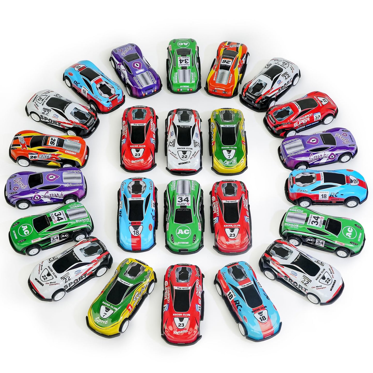 21 Pack Pull Back Toy Cars, Party Favors, Goodie Bag Stuffers, Race Vehicles Bulk, Pinata Fillers, Teacher Treasure Prize Box Toys for Boys Girls