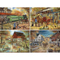 Bits and Pieces - 4-in-1 Multi-Pack 300 Piece Jigsaw Puzzles for Adults - Country Pond Harvest Café Home General Store Jigsaw Puzzles by Artist Ruane