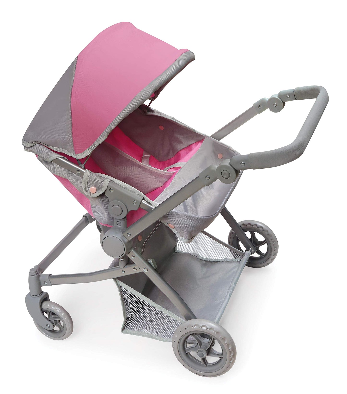 Badger Basket Voyage Twin Carriage Doll Stroller for 18 to 20-Inch Dolls with Rotating Pram Handle and Storage Features - Perfect for Little Mommies