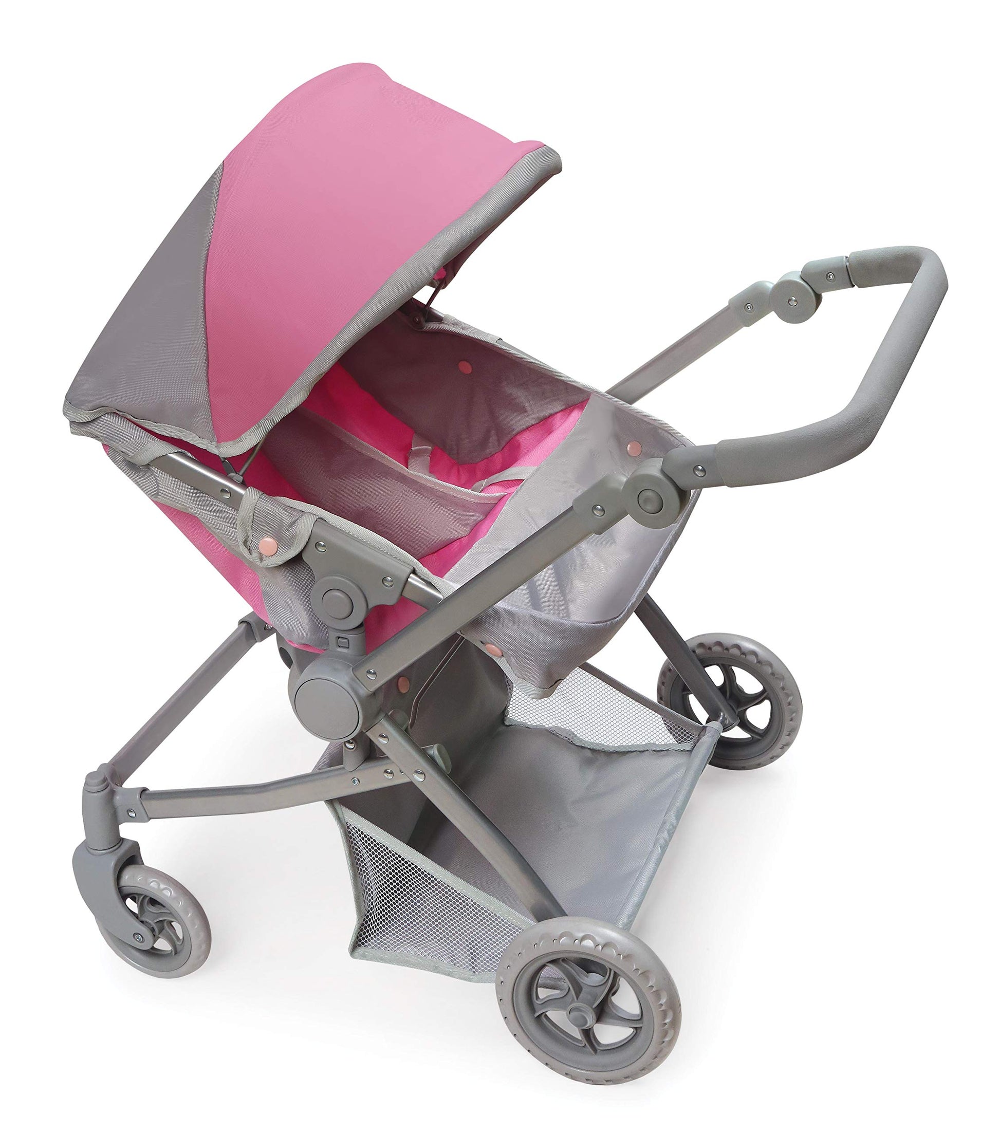 Badger Basket Voyage Twin Carriage Doll Stroller for 18 to 20-Inch Dolls with Rotating Pram Handle and Storage Features - Perfect for Little Mommies