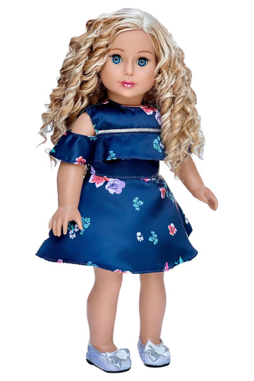 Romantic Moment - Dark Blue Dress - Clothes Fits 18 Inch Doll (Doll Not Included)