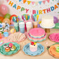 ZUQMZUQ 350 Pcs Colorful Party Plates and Napkins Party Supplies Serves 50 Guests Include Candy Colors Scalloped Plate Napkin Cup & Cutlery for Baby